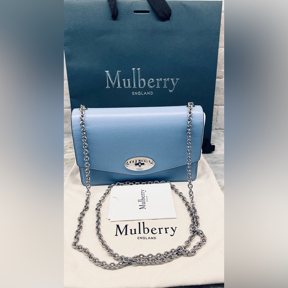 Limited edition - Mulberry small Darley crossbody Light Blue Silver Chain